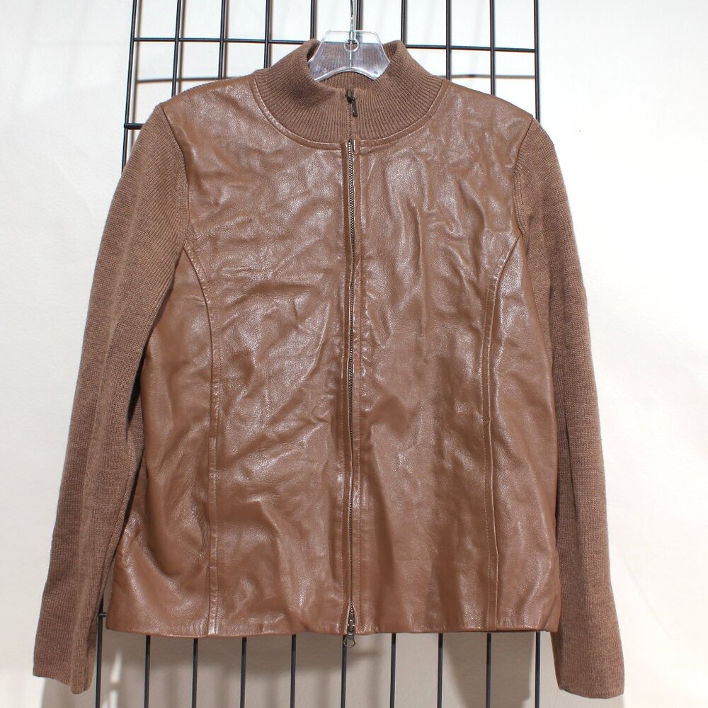 Womens Pendleton Jacket Size M Brown Leather & Me… - image 1